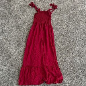 Amazon Women's Maxi Dress in Deep Red with Tie Straps
